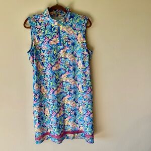 Stella Parker Sport Sleeveless Pasley Sheath Dress - Large - Blue Pink‎ Green